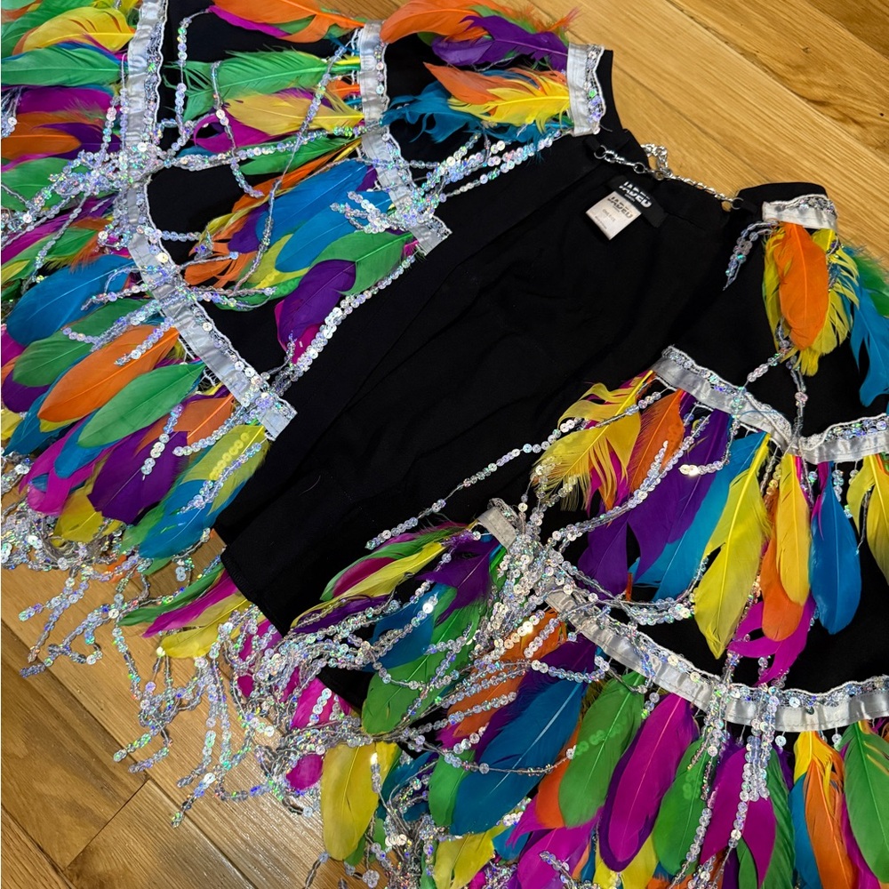 Topshop Multicolor Feather Sequin Cape - Picture 8 of 11
